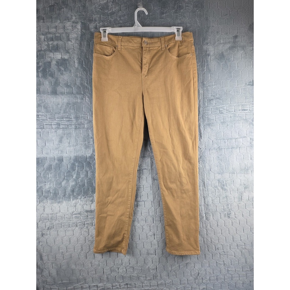 Chicos Pants Womens 1. Brown So Slimming Girlfriend Ankle Chambray‎ Zip 803206